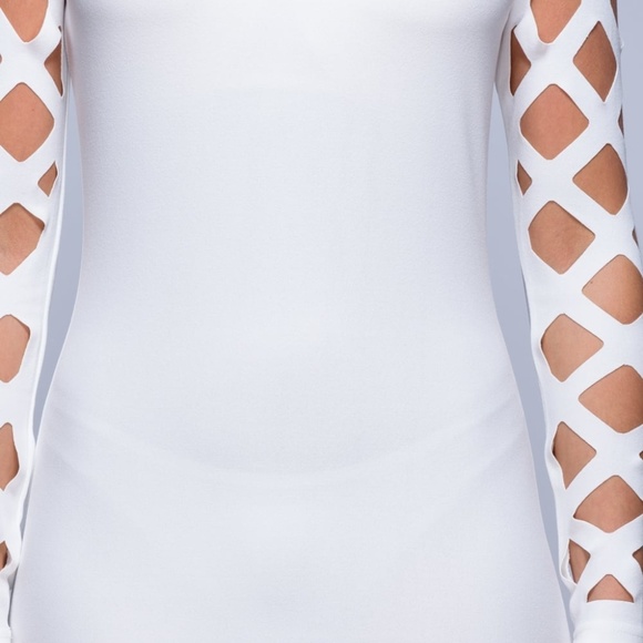 Off White Laser Cut Mini Dress - Picture 8 of 8